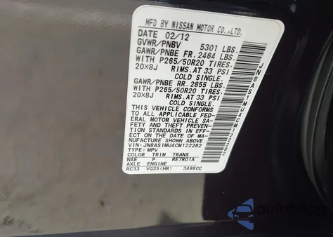 2012 Infiniti Fx35 z USA, uszkodzony, nr VIN JN8AS1MU4CM122282